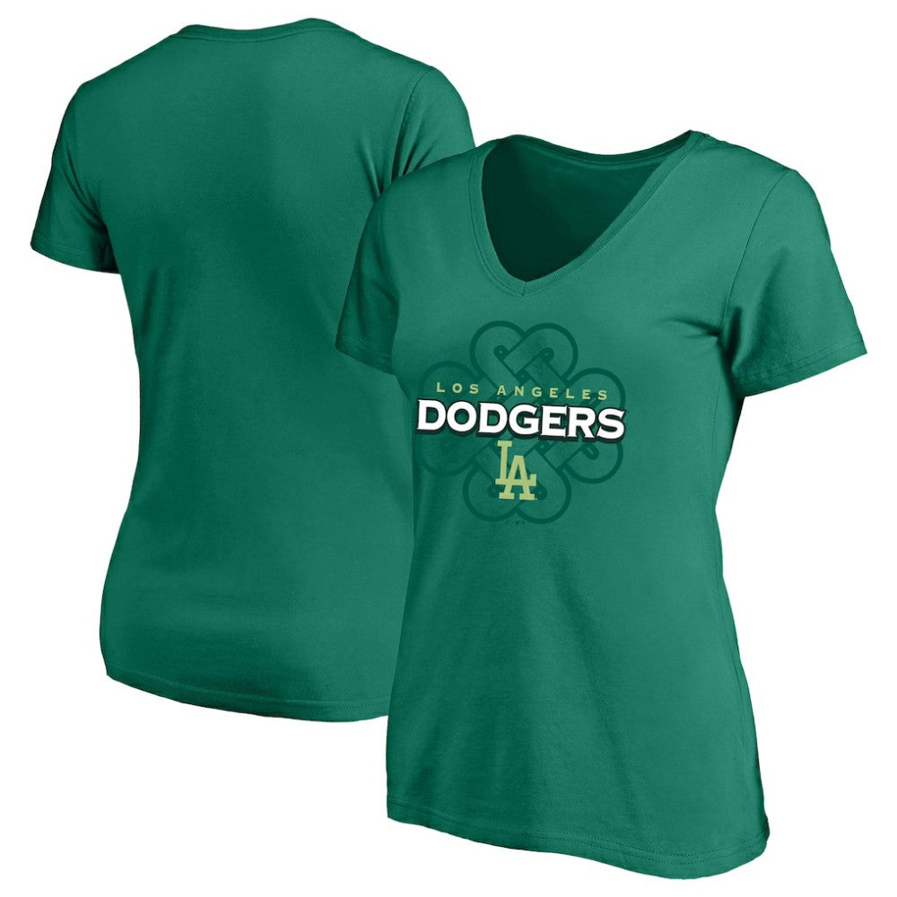 Los Angeles Dodgers Profile Women's Plus Size Celtic V-Neck T-Shirt - MLB