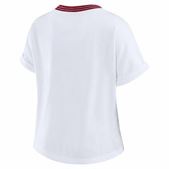 Washington Commanders WEAR by Erin Andrews Women's Cropped Center Stripe Dolman T-Shirt White | NFL