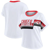 Kansas City Chiefs WEAR by Erin Andrews Women's Cropped Center Stripe Dolman T-Shirt White | NFL