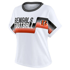 Cincinnati Bengals WEAR by Erin Andrews Women's Cropped Center Stripe Dolman T-Shirt White | NFL