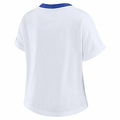 Los Angeles Rams WEAR by Erin Andrews Women's Cropped Center Stripe Dolman T-Shirt White | NFL