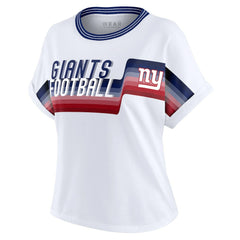 New York Giants WEAR by Erin Andrews Women's Cropped Center Stripe Dolman T-Shirt White | NFL