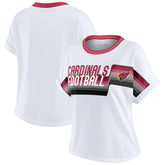 Arizona Cardinals WEAR by Erin Andrews Women's Cropped Center Stripe Dolman T-Shirt White | NFL