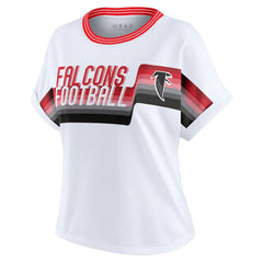Atlanta Falcons WEAR by Erin Andrews Women's Cropped Center Stripe Dolman T-Shirt White | NFL