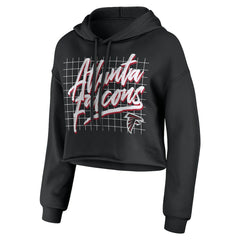 Atlanta Falcons WEAR by Erin Andrews Women's Domestic Cropped Pullover Hoodie Black | NFL