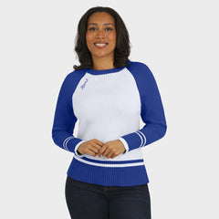 Los Angeles Rams WEAR by Erin Andrews Women's Colorblock Raglan Sweater White/Royal | NFL