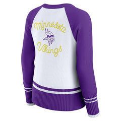 Minnesota Vikings WEAR by Erin Andrews Women's Colorblock Raglan Sweater White/Purple | NFL