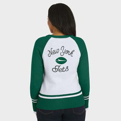 New York Jets WEAR by Erin Andrews Women's Colorblock Raglan Sweater White/Green | NFL