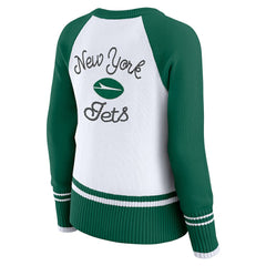 New York Jets WEAR by Erin Andrews Women's Colorblock Raglan Sweater White/Green | NFL