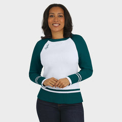 Philadelphia Eagles WEAR by Erin Andrews Women's Colorblock Raglan Sweater White/Midnight Green | NFL