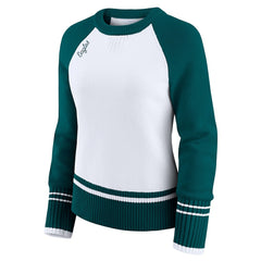 Philadelphia Eagles WEAR by Erin Andrews Women's Colorblock Raglan Sweater White/Midnight Green | NFL