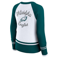 Philadelphia Eagles WEAR by Erin Andrews Women's Colorblock Raglan Sweater White/Midnight Green | NFL