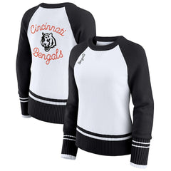 Cincinnati Bengals WEAR by Erin Andrews Women's Colorblock Raglan Sweater White/Black | NFL