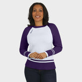 Baltimore Ravens WEAR by Erin Andrews Women's Colorblock Raglan Sweater White/Purple | NFL