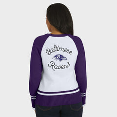 Baltimore Ravens WEAR by Erin Andrews Women's Colorblock Raglan Sweater White/Purple | NFL