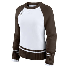 Cleveland Browns WEAR by Erin Andrews Women's Colorblock Raglan Sweater White/Brown | NFL