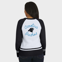 Carolina Panthers WEAR by Erin Andrews Women's Colorblock Raglan Sweater White/Black | NFL