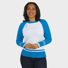 Detroit Lions WEAR by Erin Andrews Women's Colorblock Raglan Sweater White/Blue | NFL