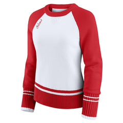 Atlanta Falcons WEAR by Erin Andrews Women's Colorblock Raglan Sweater White/Red | NFL