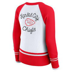 Kansas City Chiefs WEAR by Erin Andrews Women's Colorblock Raglan Sweater White/Red | NFL