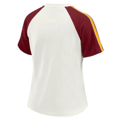 Washington Commanders WEAR by Erin Andrews Women's Sleeve Stripe Distressed Raglan T-Shirt White | NFL