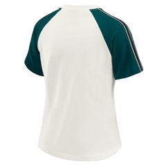 Philadelphia Eagles WEAR by Erin Andrews Women's Sleeve Stripe Distressed Raglan T-Shirt White | NFL