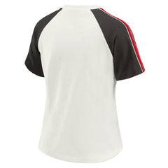 Tampa Bay Buccaneers WEAR by Erin Andrews Women's Sleeve Stripe Distressed Raglan T-Shirt White | NFL