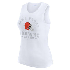 Cleveland Browns WEAR by Erin Andrews Women's Ribbed Graphic Tank Top White | NFL