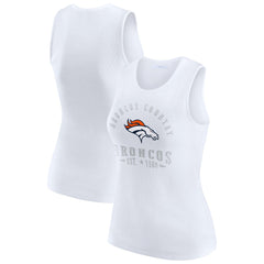Denver Broncos WEAR by Erin Andrews Women's Ribbed Graphic Tank Top White | NFL
