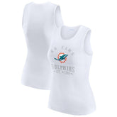 Miami Dolphins WEAR by Erin Andrews Women's Ribbed Graphic Tank Top White | NFL