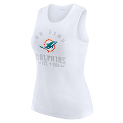 Miami Dolphins WEAR by Erin Andrews Women's Ribbed Graphic Tank Top White | NFL
