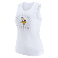 Minnesota Vikings WEAR by Erin Andrews Women's Ribbed Graphic Tank Top White | NFL