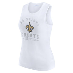 New Orleans Saints WEAR by Erin Andrews Women's Ribbed Graphic Tank Top White | NFL
