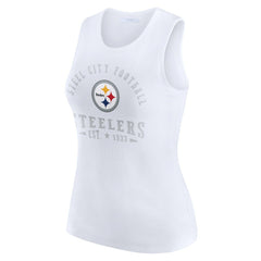 Pittsburgh Steelers WEAR by Erin Andrews Women's Ribbed Graphic Tank Top White | NFL
