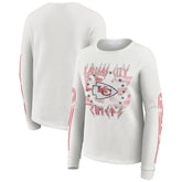 Kansas City Chiefs WEAR by Erin Andrews Women's Graphic Waffle Long-Sleeve T-Shirt White | NFL