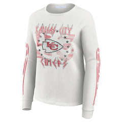 Kansas City Chiefs WEAR by Erin Andrews Women's Graphic Waffle Long-Sleeve T-Shirt White | NFL