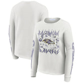 Baltimore Ravens WEAR by Erin Andrews Women's Graphic Waffle Long-Sleeve T-Shirt White | NFL