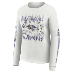 Baltimore Ravens WEAR by Erin Andrews Women's Graphic Waffle Long-Sleeve T-Shirt White | NFL