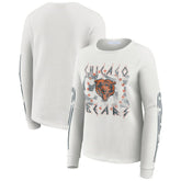 Chicago Bears WEAR by Erin Andrews Women's Graphic Waffle Long-Sleeve T-Shirt White | NFL