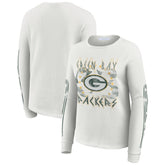 Green Bay Packers WEAR by Erin Andrews Women's Graphic Waffle Long-Sleeve T-Shirt White | NFL