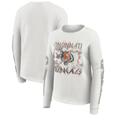 Cincinnati Bengals WEAR by Erin Andrews Women's Graphic Waffle Long-Sleeve T-Shirt White | NFL
