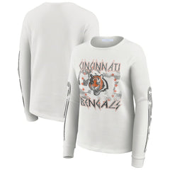 Cincinnati Bengals WEAR by Erin Andrews Women's Graphic Waffle Long-Sleeve T-Shirt White | NFL