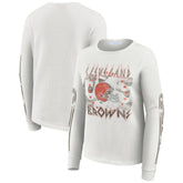 Cleveland Browns WEAR by Erin Andrews Women's Graphic Waffle Long-Sleeve T-Shirt White | NFL