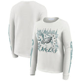 Philadelphia Eagles WEAR by Erin Andrews Women's Graphic Waffle Long-Sleeve T-Shirt White | NFL