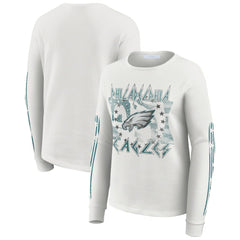 Philadelphia Eagles WEAR by Erin Andrews Women's Graphic Waffle Long-Sleeve T-Shirt White | NFL