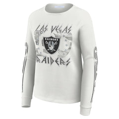 Las Vegas Raiders WEAR by Erin Andrews Women's Graphic Waffle Long-Sleeve T-Shirt White | NFL
