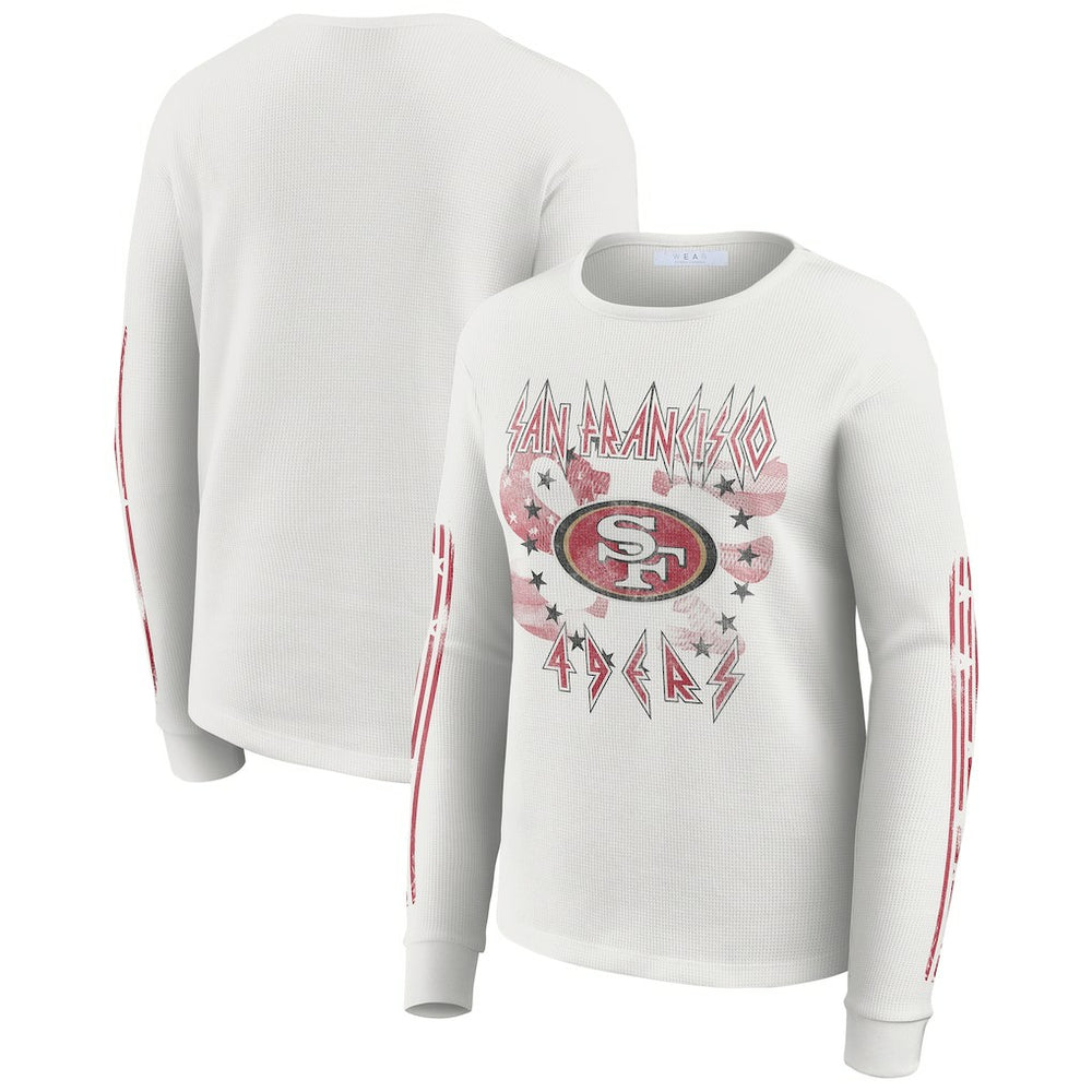 San Francisco 49ers WEAR by Erin Andrews Women's Graphic Waffle Long-Sleeve T-Shirt White | NFL