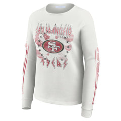 San Francisco 49ers WEAR by Erin Andrews Women's Graphic Waffle Long-Sleeve T-Shirt White | NFL