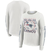 New England Patriots WEAR by Erin Andrews Women's Graphic Waffle Long-Sleeve T-Shirt White | NFL
