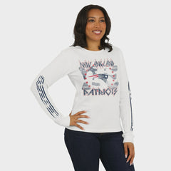 New England Patriots WEAR by Erin Andrews Women's Graphic Waffle Long-Sleeve T-Shirt White | NFL